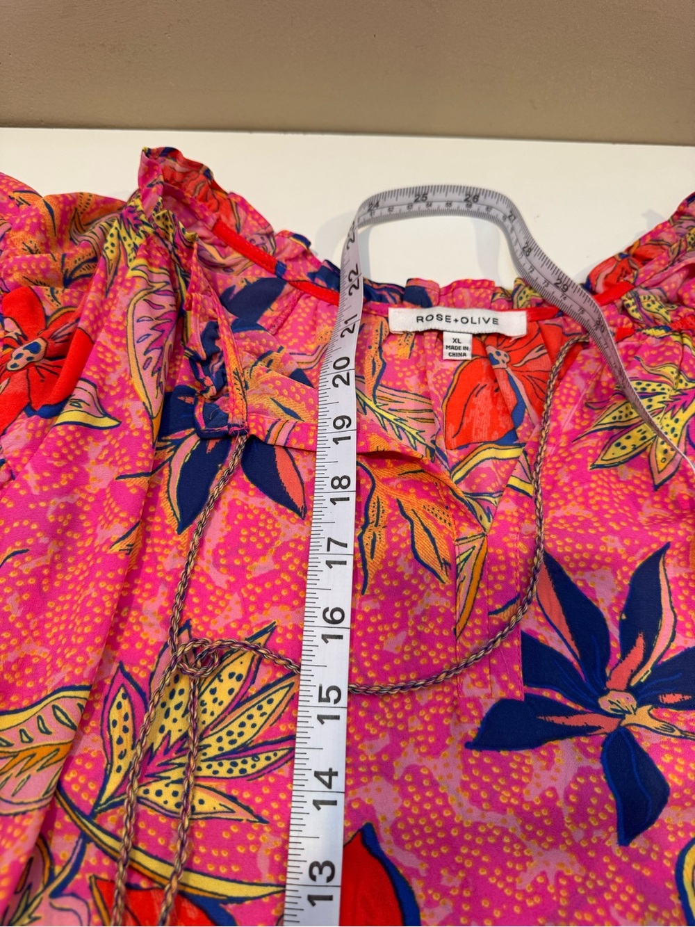 Rose + Olive Floral Matching Set Pink Blouse Size XL & Pants Size L - Picture 11 of 16